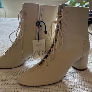Leather Zara Lace-up Boots. Size 41 or size 10 US.